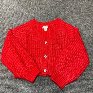 Women’s Red Cropped Cardigan